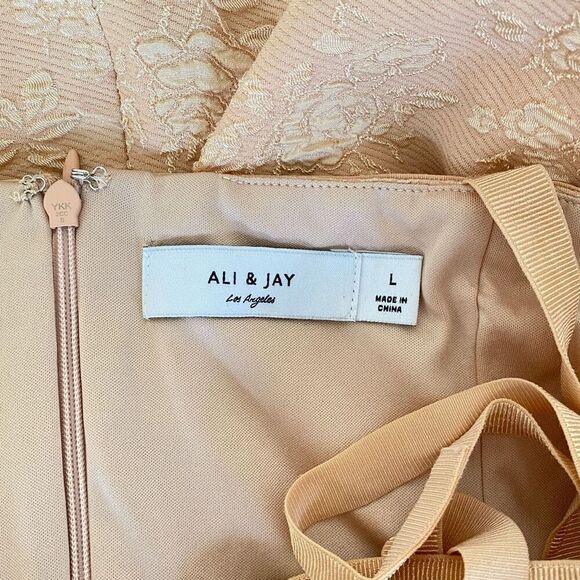 Ali & Jay Peach Meet Me In The Grotto Textured Floral Lace Bodycon Mini Dress Sz - Picture 9 of 16